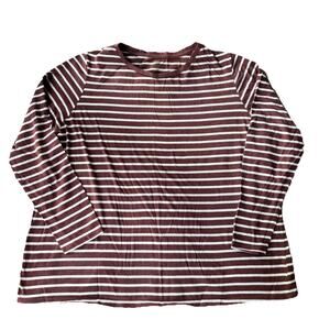 Dip Plus Sz 3X Maroon White Stripe Casual Shirt Long Sleeve Top Basic Simple